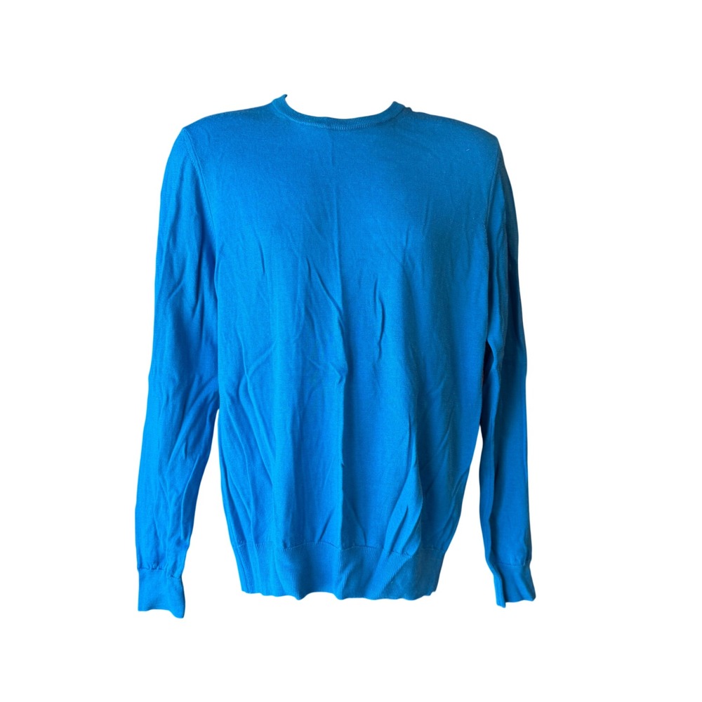 Piombo Men's 100% Merino Wool Crewneck Sweater Blue Size Large NWT